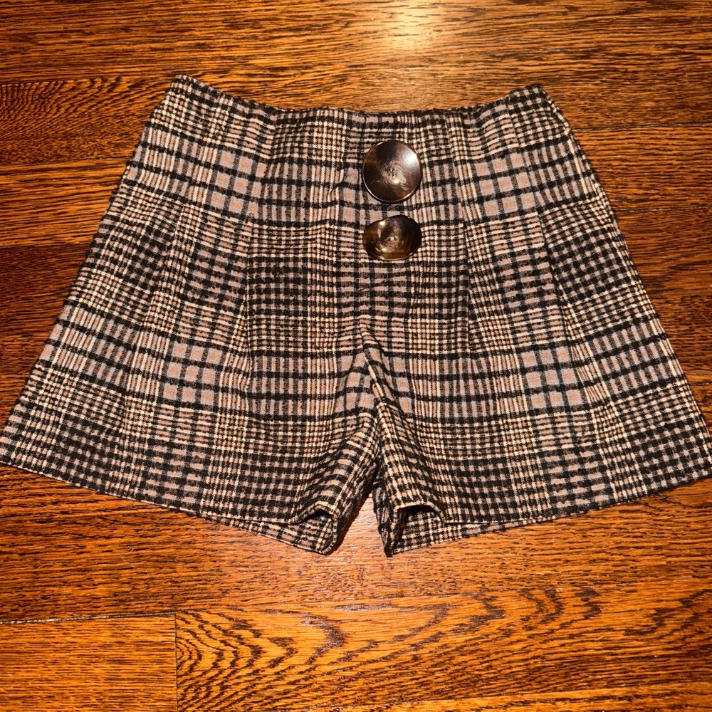 Zara Kids Plaid Tweed Style Shorts